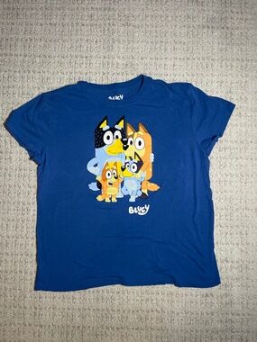 BLUEY Heeler Family Bluey Bingo Bandit Chilli Blue T Shirt Size L